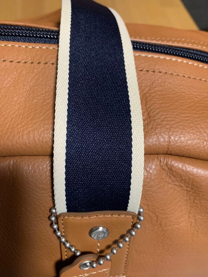 COACH ボストンバッグ ブラウン ストライプ