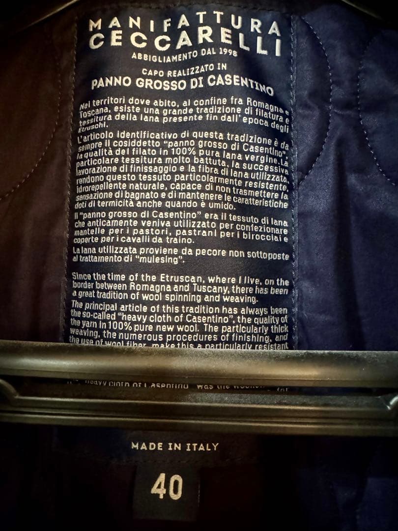 c*d様 MANIFATTURA CECCARELLI Pコート　ネイビー　40
