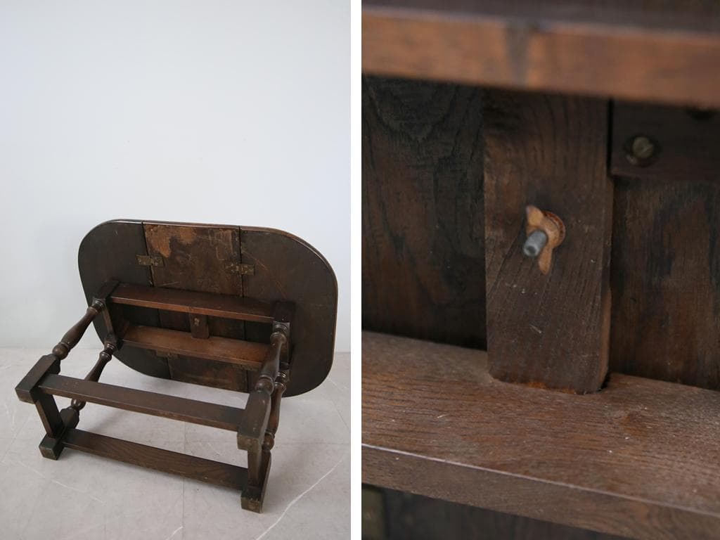 英国アンティーク木製ドロップリーフコーヒーテーブル/バタフライ机(89-328)