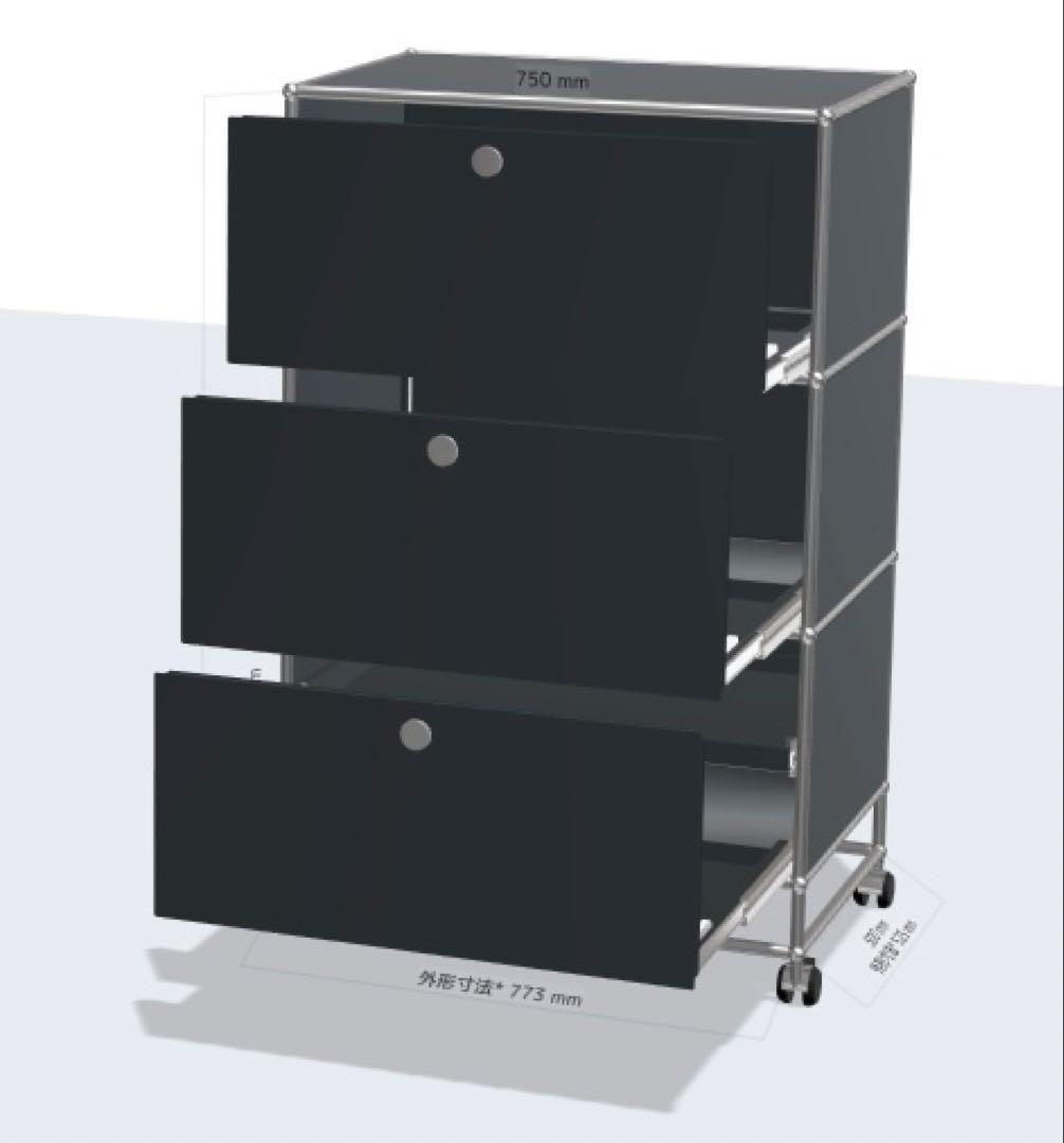 【奥行500】USMハラー 1列3段 補強仕様 キャスター付　ヴィンテージ