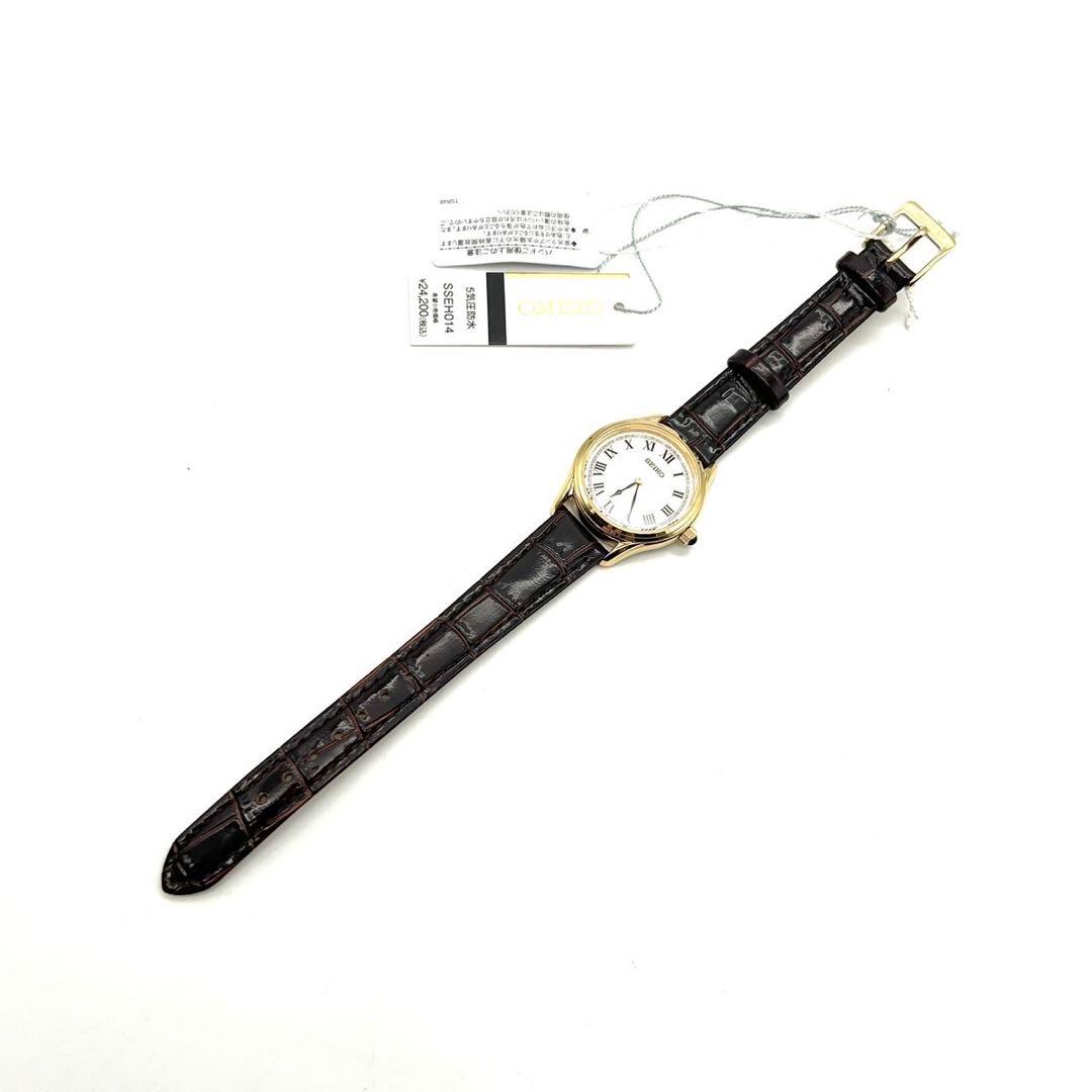 未使用 セイコー ナノユニバース コラボ 腕時計 クオーツ Wネーム レザー 金