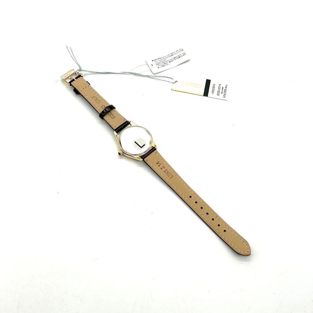 未使用 セイコー ナノユニバース コラボ 腕時計 クオーツ Wネーム レザー 金