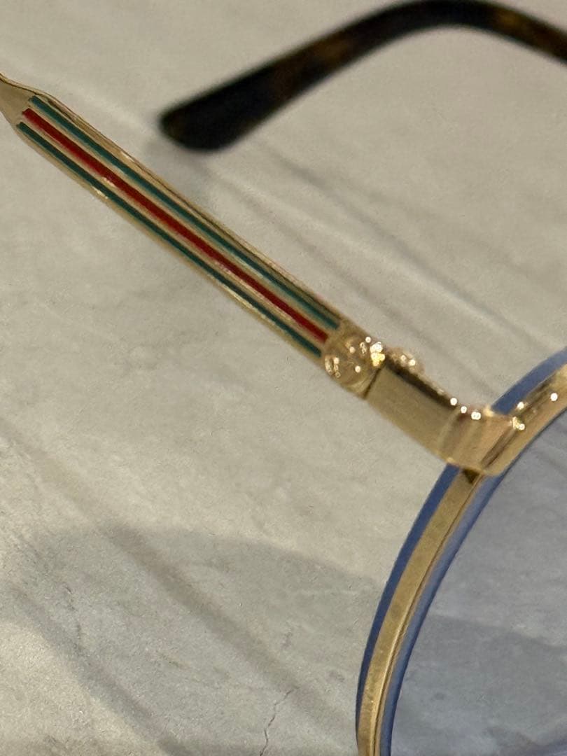 GUCCI ラウンド型サングラス グラデーションブルー フレーム グッチケース付