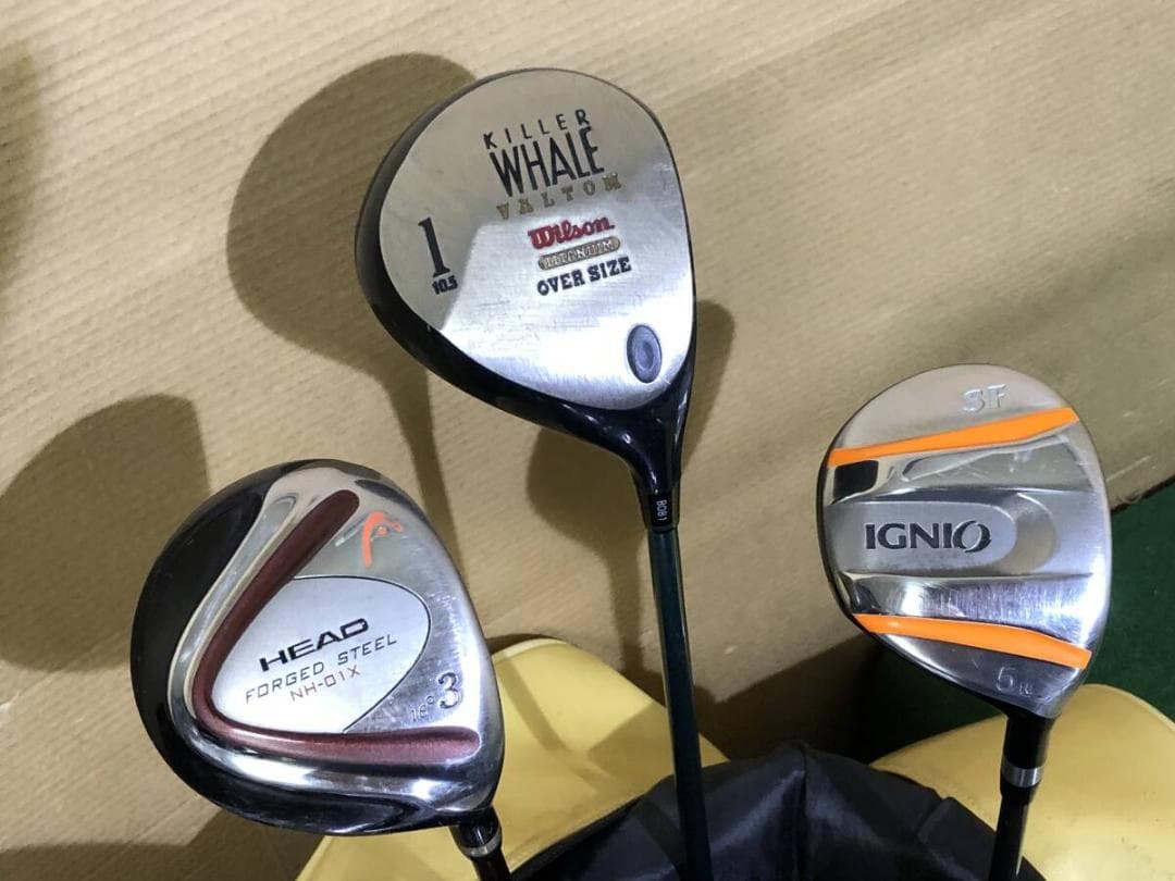 男性向け右打ち用 中古ゴルフクラブセット スポルディング など混成 13本組