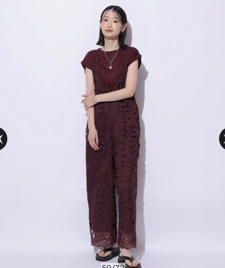 新品Mystradaエンブロイダリーロンパース赤茶