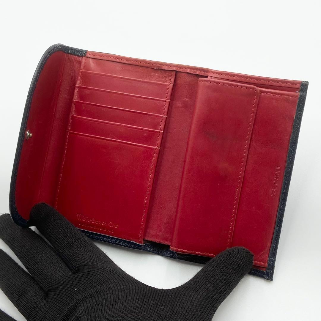 Whitehouse Cox ロンドンカーフ 三つ折り財布 S7660 ネイビー