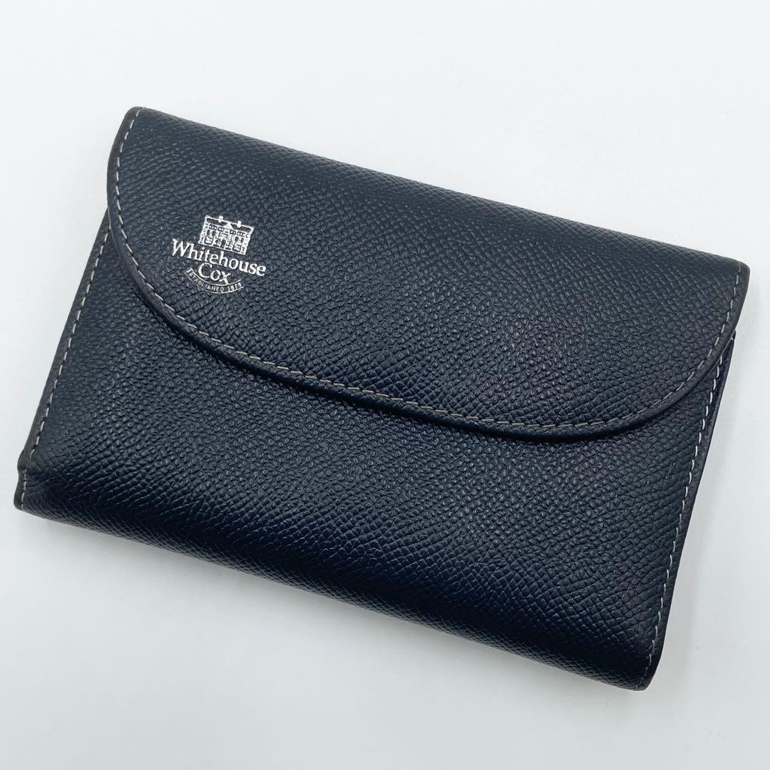 Whitehouse Cox ロンドンカーフ 三つ折り財布 S7660 ネイビー