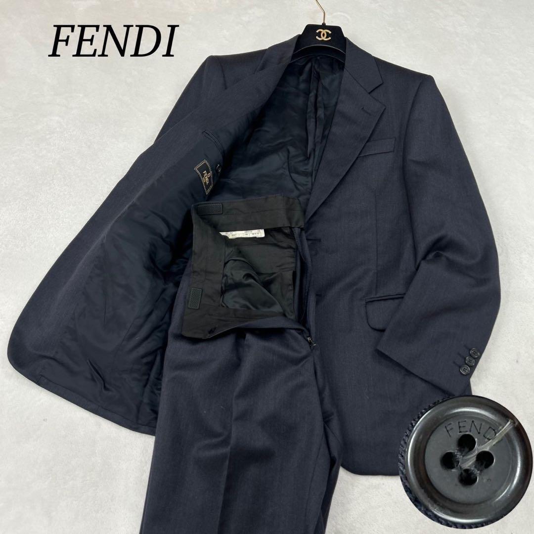 G813 美品 M フェンディ イタリア製 スーツ上下 ブラック メンズ