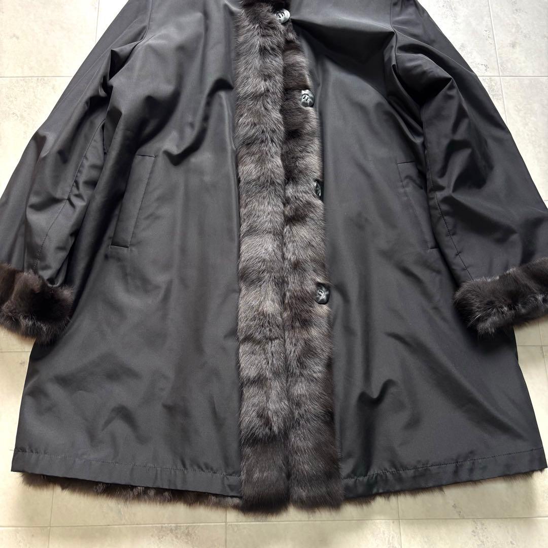 【豪華】バルマン ロシアンリス リバーシブルコート シルク グレージュ 15号