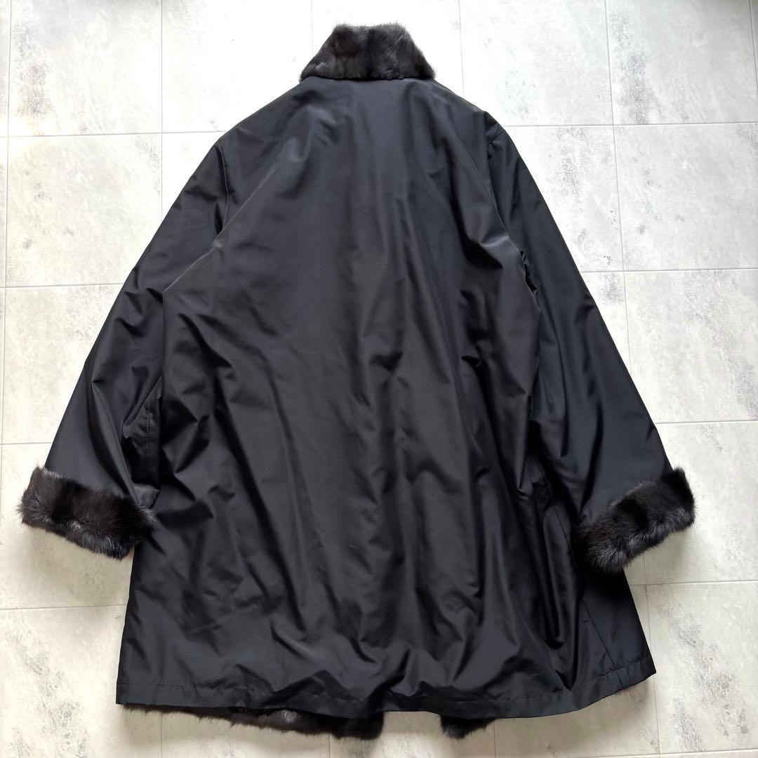 【豪華】バルマン ロシアンリス リバーシブルコート シルク グレージュ 15号