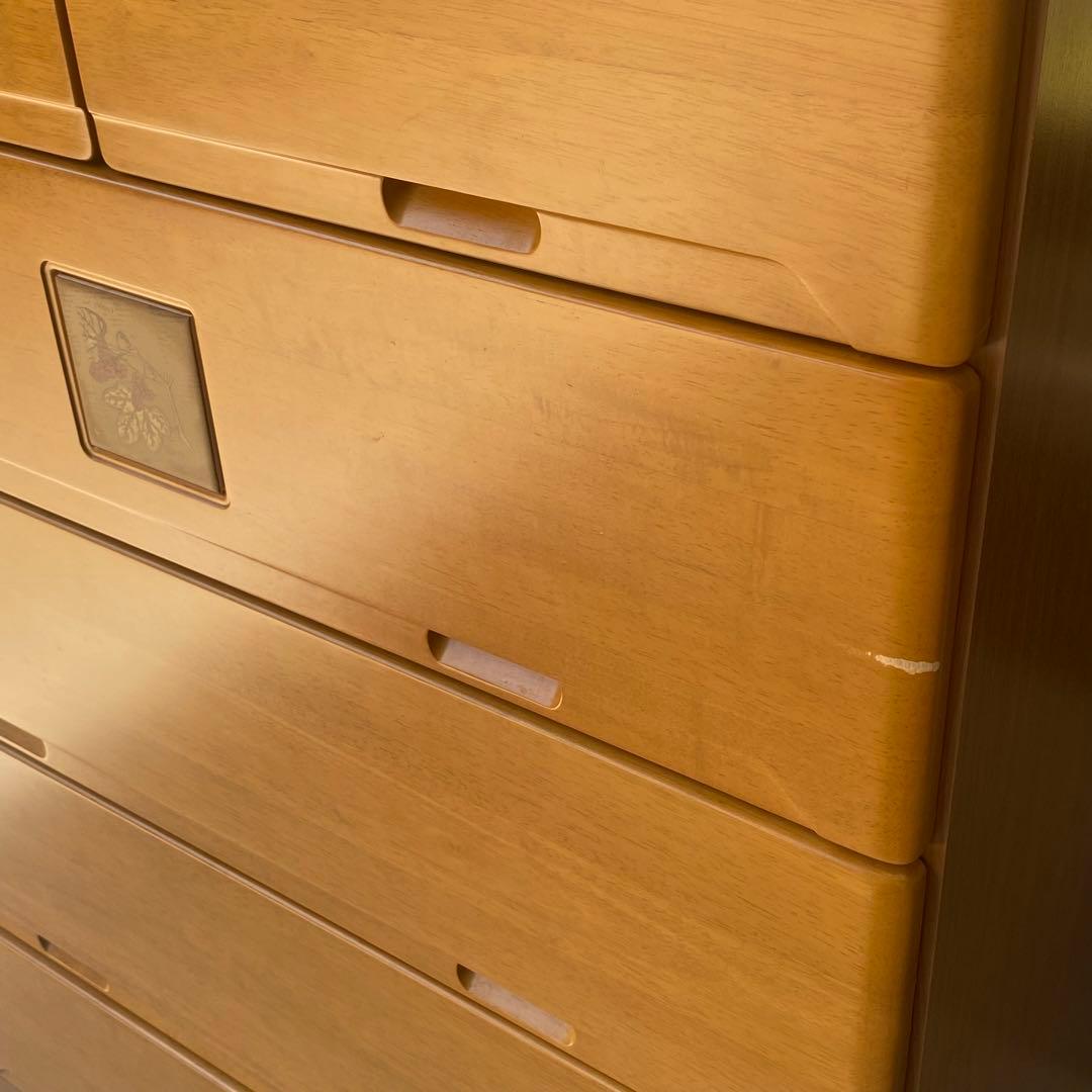 自宅保管 6段ハイチェスト 引出しタンス 横幅89奥行45高さ139cm 天然木