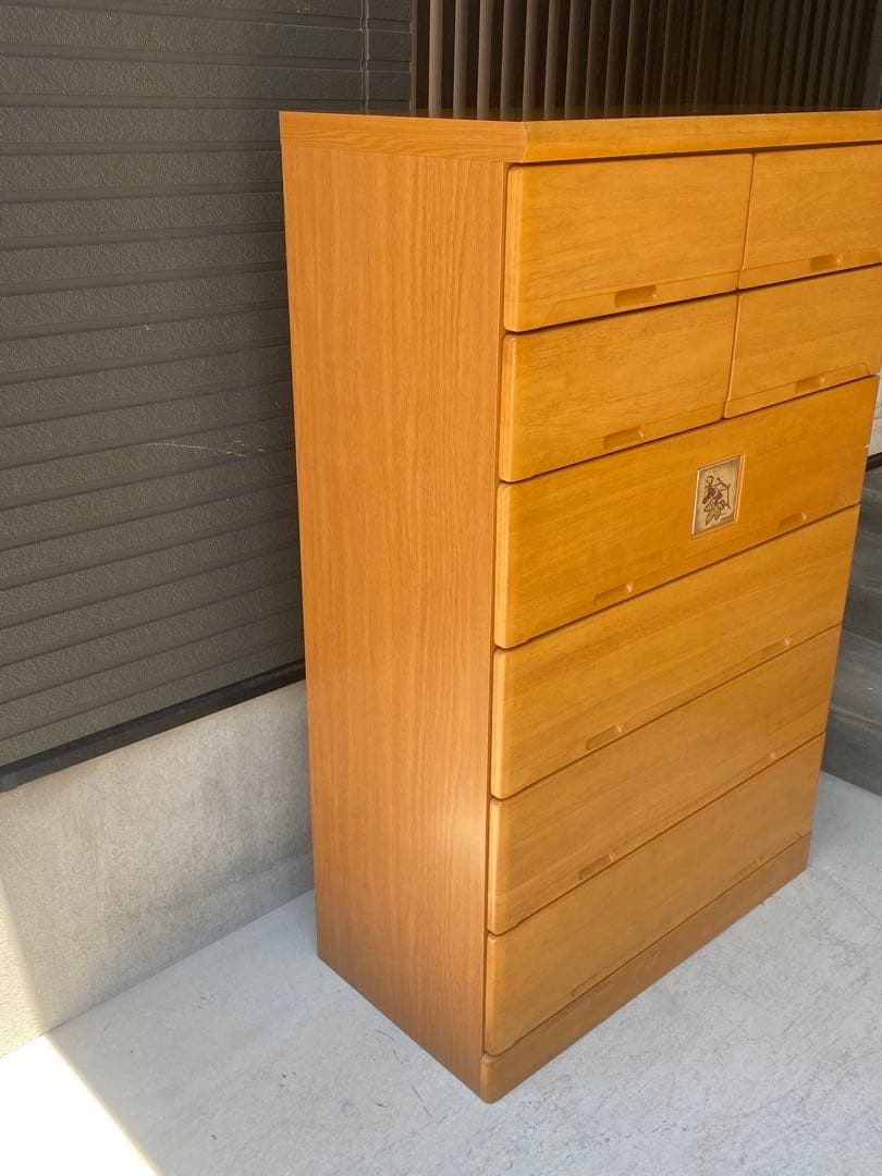自宅保管 6段ハイチェスト 引出しタンス 横幅89奥行45高さ139cm 天然木