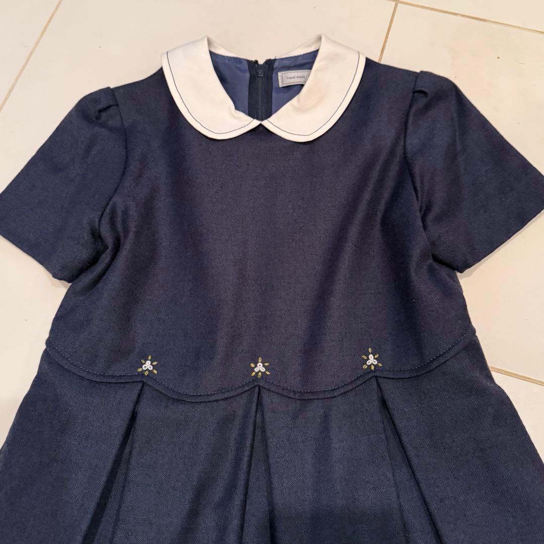 白金 よつば 120 半袖 ワンピース ポケット お受験