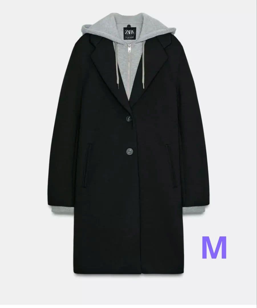 【ZARA】取り外し可能なフード付きコンビコートM