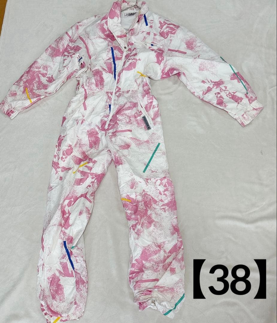 ✨一点限り✨【38】スキーウェア 女性用 オーバーオール ホワイト/ピンク