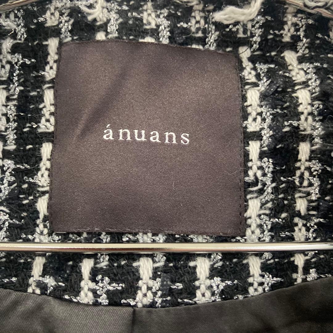 ánuans ツイードケープコート フリンジデザイン F