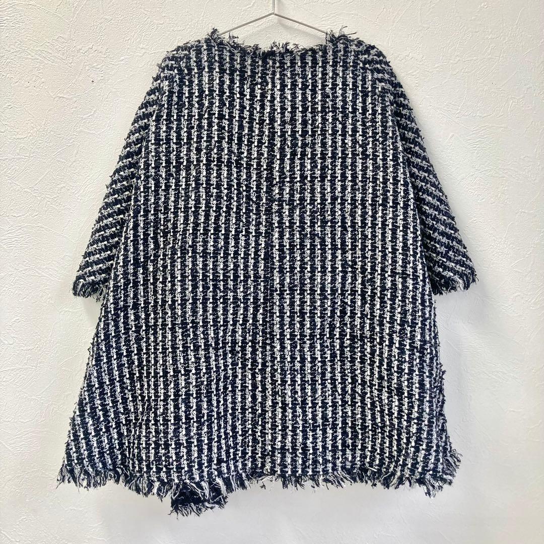 ánuans ツイードケープコート フリンジデザイン F