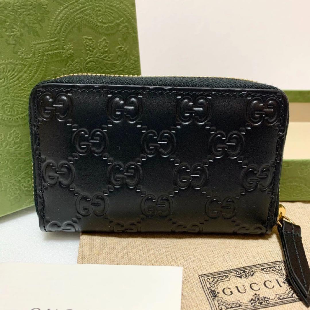 ✨未使用品✨グッチ ケース カードケース シマ レザー 黒 財布