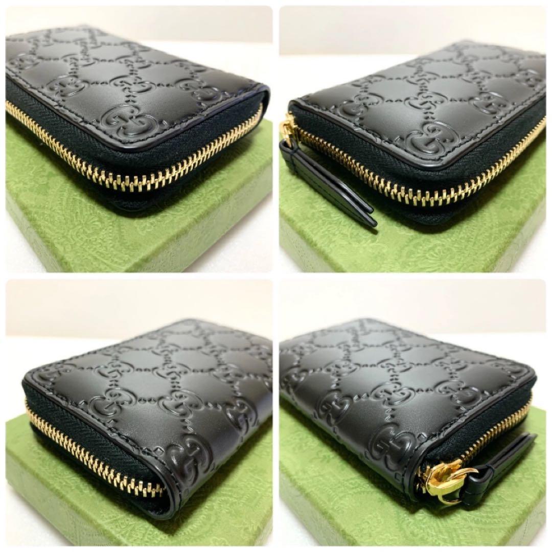✨未使用品✨グッチ ケース カードケース シマ レザー 黒 財布