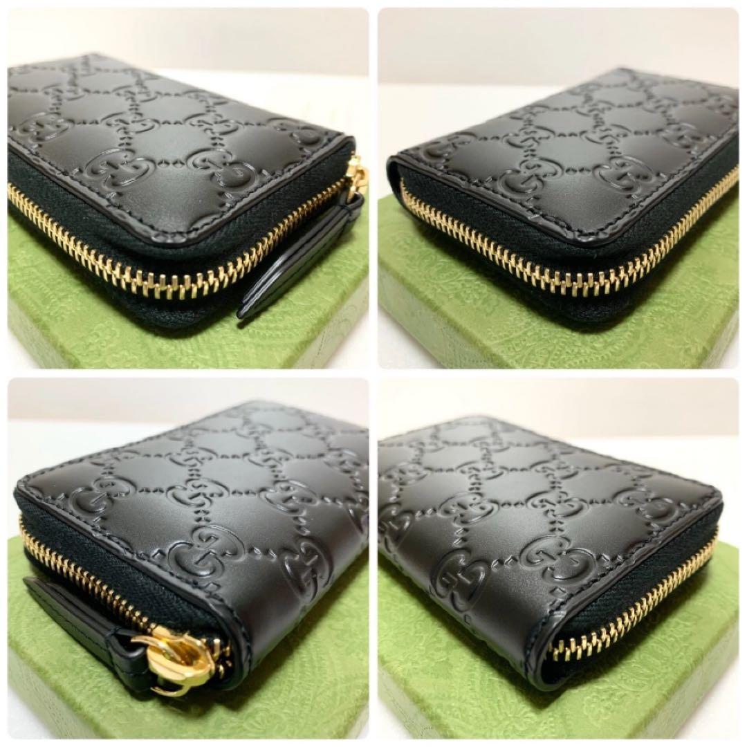 ✨未使用品✨グッチ ケース カードケース シマ レザー 黒 財布