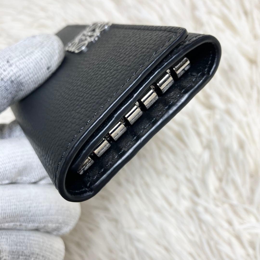 【美品】 現行 ロエベ アナグラム キーケース レザーブラック