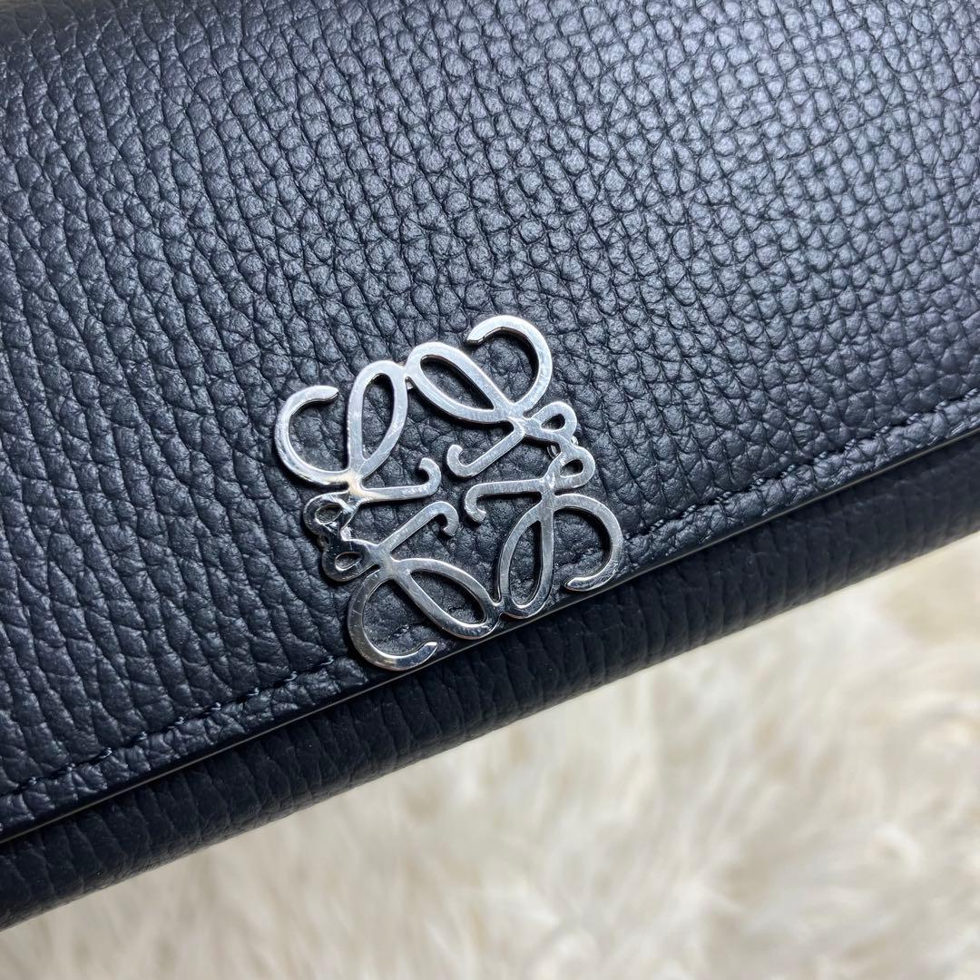 【美品】 現行 ロエベ アナグラム キーケース レザーブラック