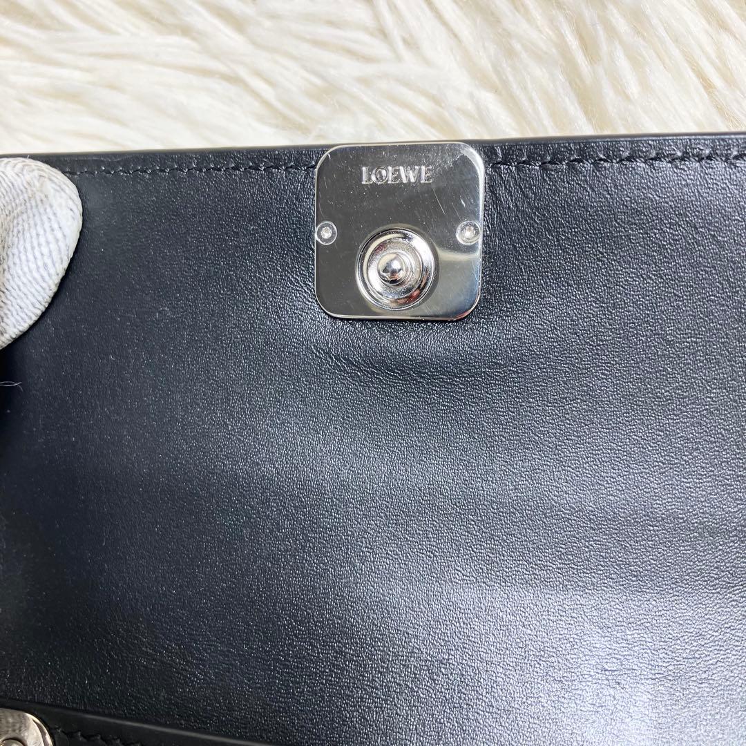 【美品】 現行 ロエベ アナグラム キーケース レザーブラック