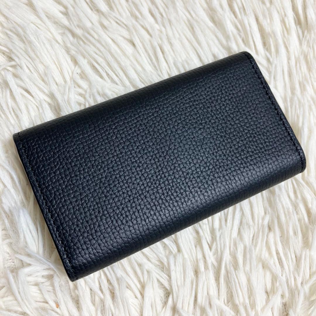 【美品】 現行 ロエベ アナグラム キーケース レザーブラック