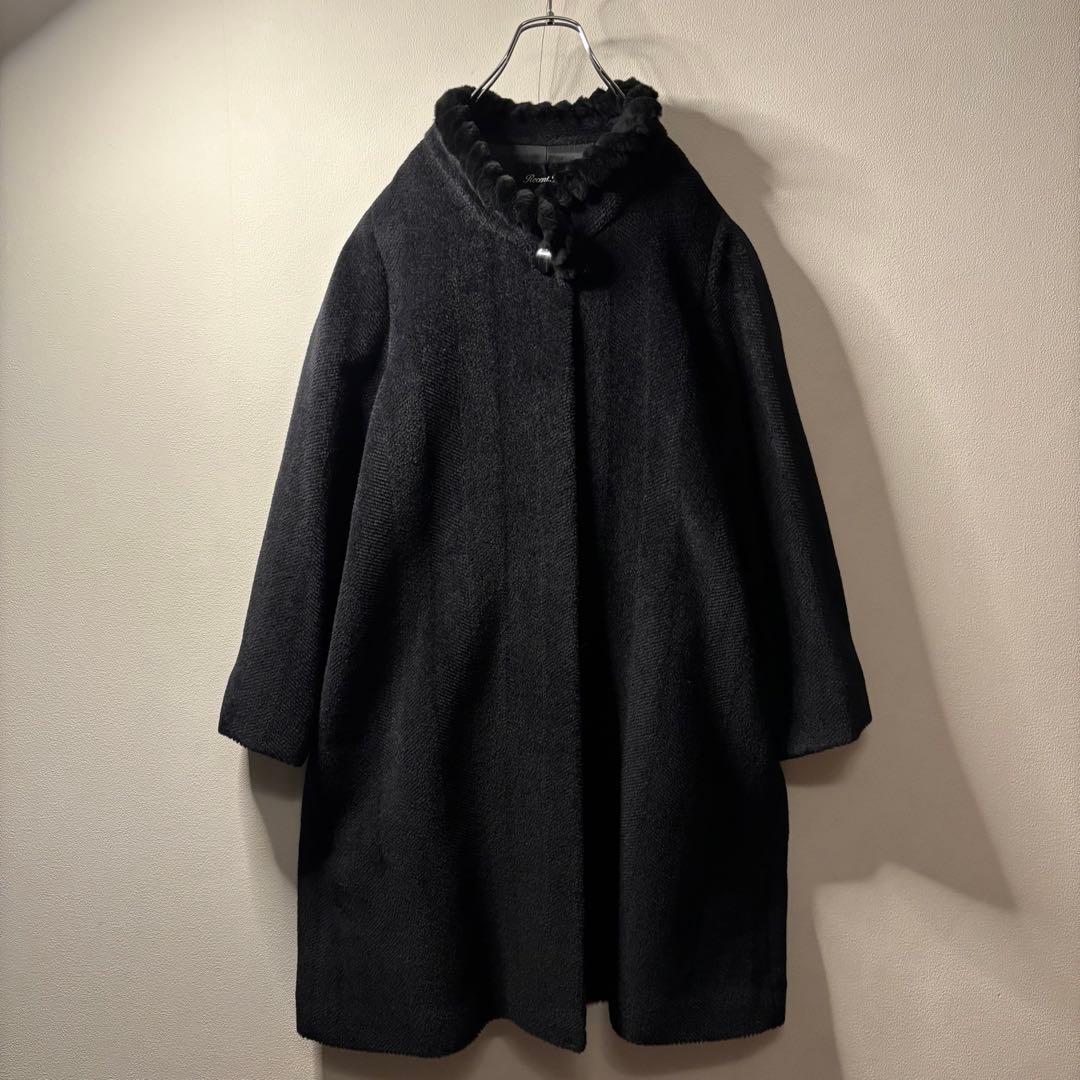 80's vintage 高級 チェスターコート y2k アルパカ シルク 毛皮