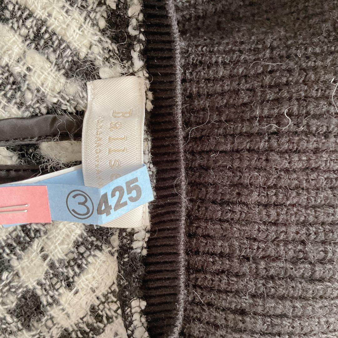 美品 トゥモローランド ツィード フレンチスリーブジレ ブラック S