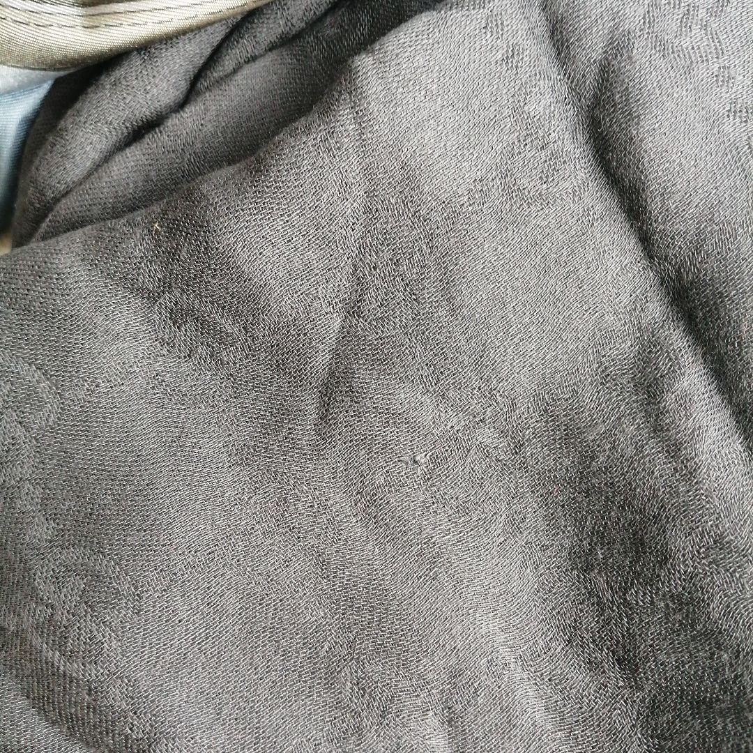 美品 GUCCI グッチ ストール スカーフ カレ ロゴ シルク グレー