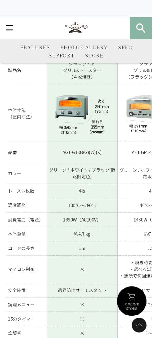 グラファイトトースター MGT-G13B(G)