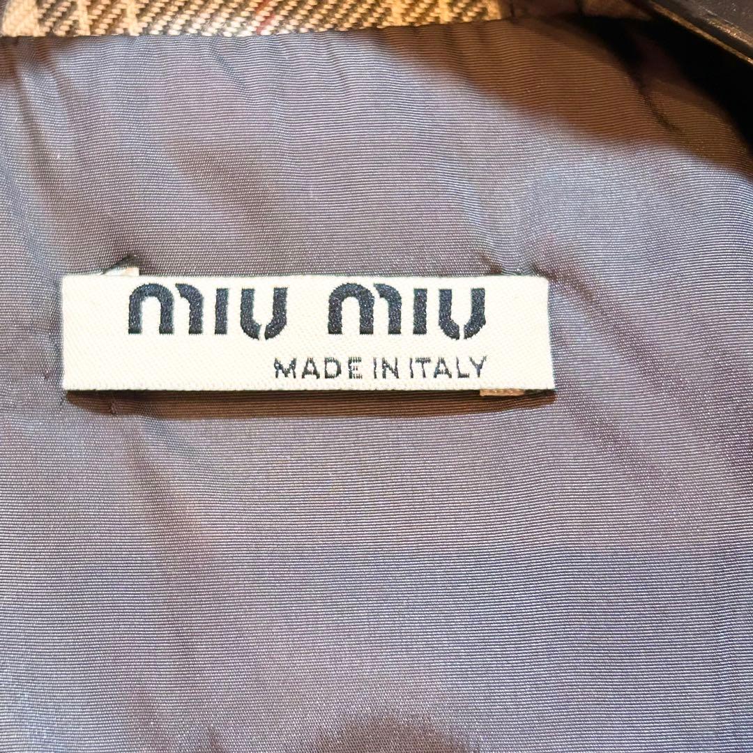 【希少極美品✨️miumiu】 イタリア製 チェック ウール トレンチコート M