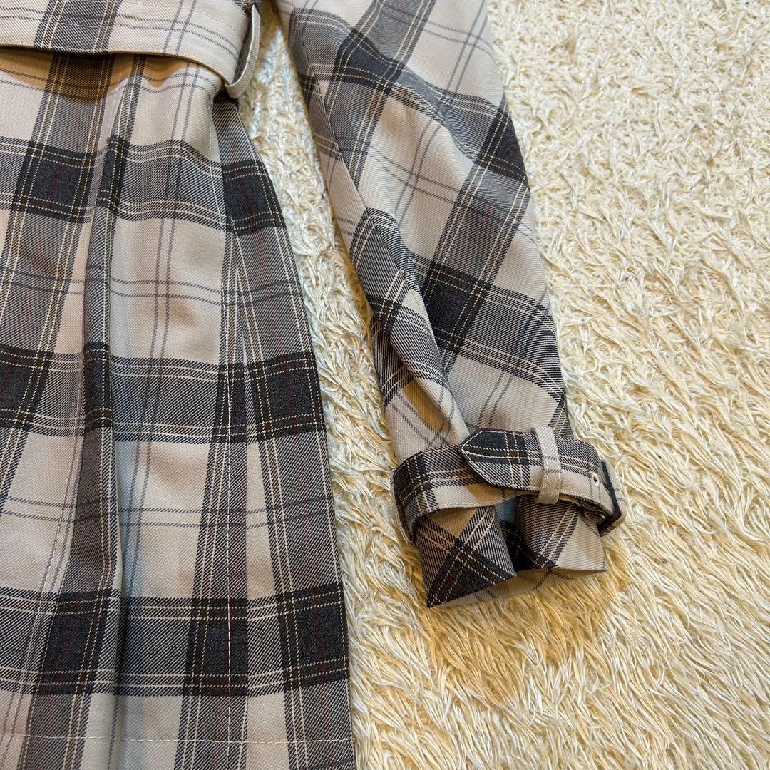 【希少極美品✨️miumiu】 イタリア製 チェック ウール トレンチコート M