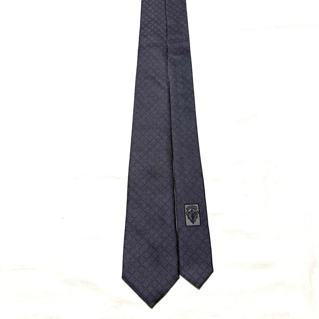 GUCCI グッチ　ネクタイ　ダークグレー　チェック　美品