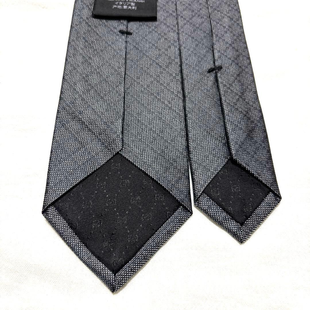 GUCCI グッチ　ネクタイ　ダークグレー　チェック　美品