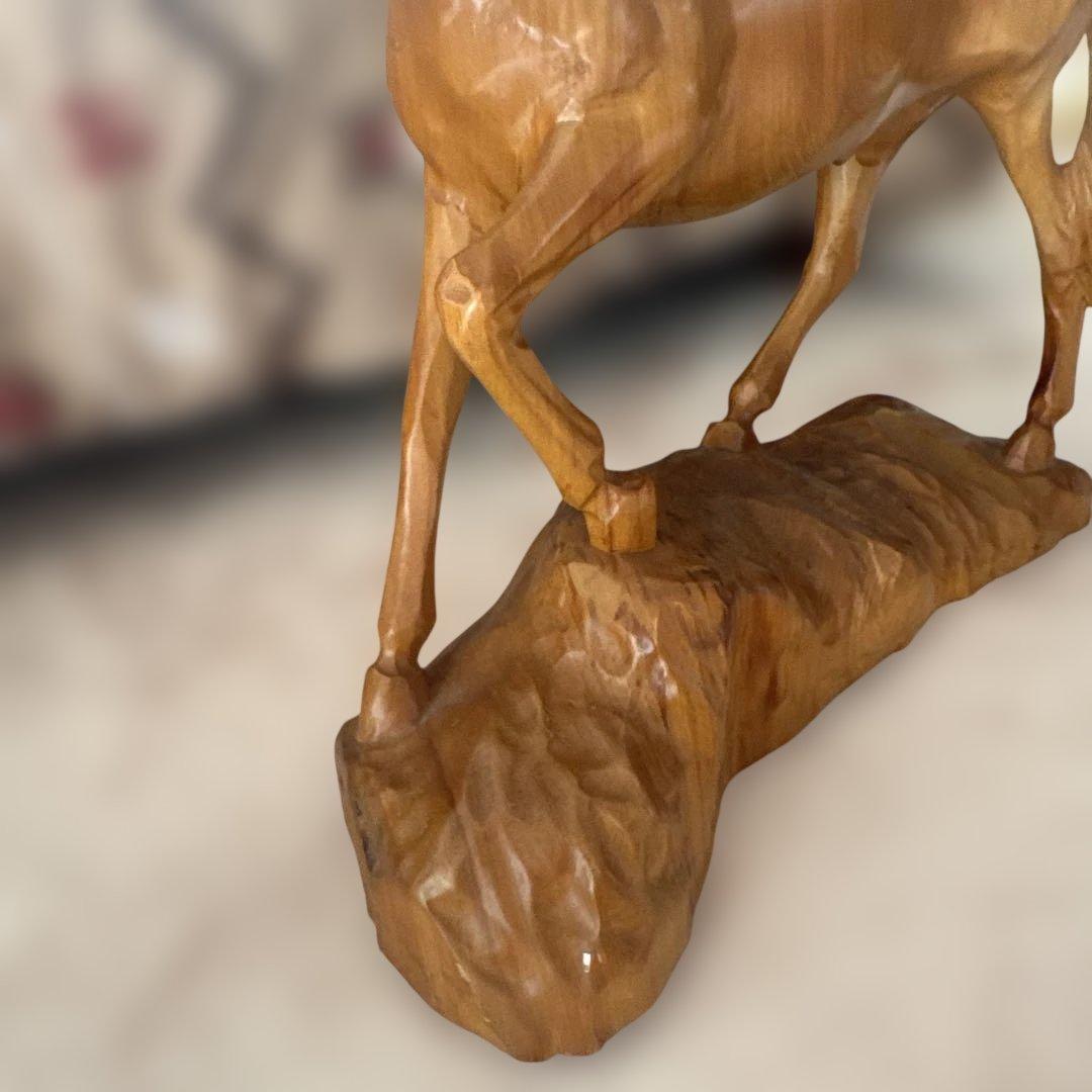 レトロ 木製 馬 ウッド オブジェ ホース 木彫り