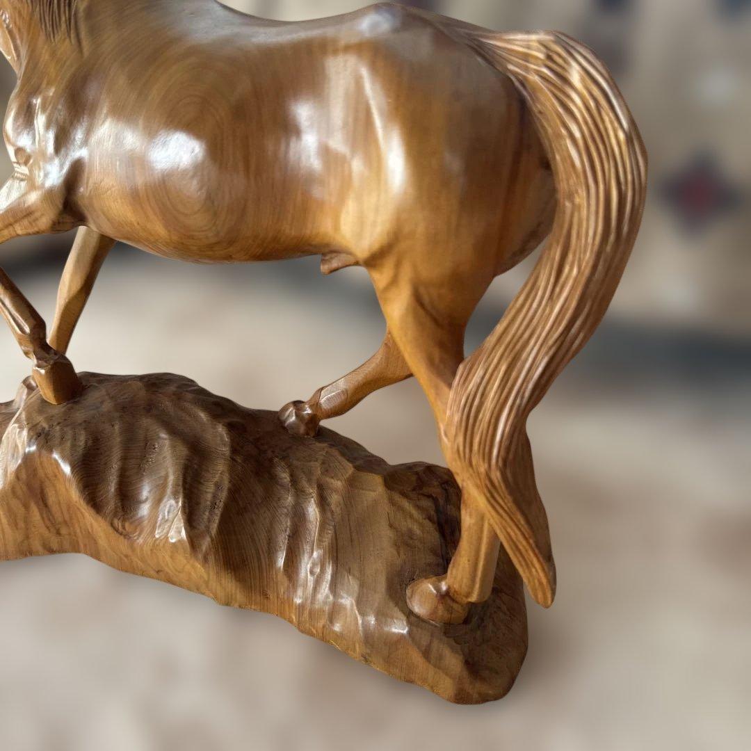 レトロ 木製 馬 ウッド オブジェ ホース 木彫り