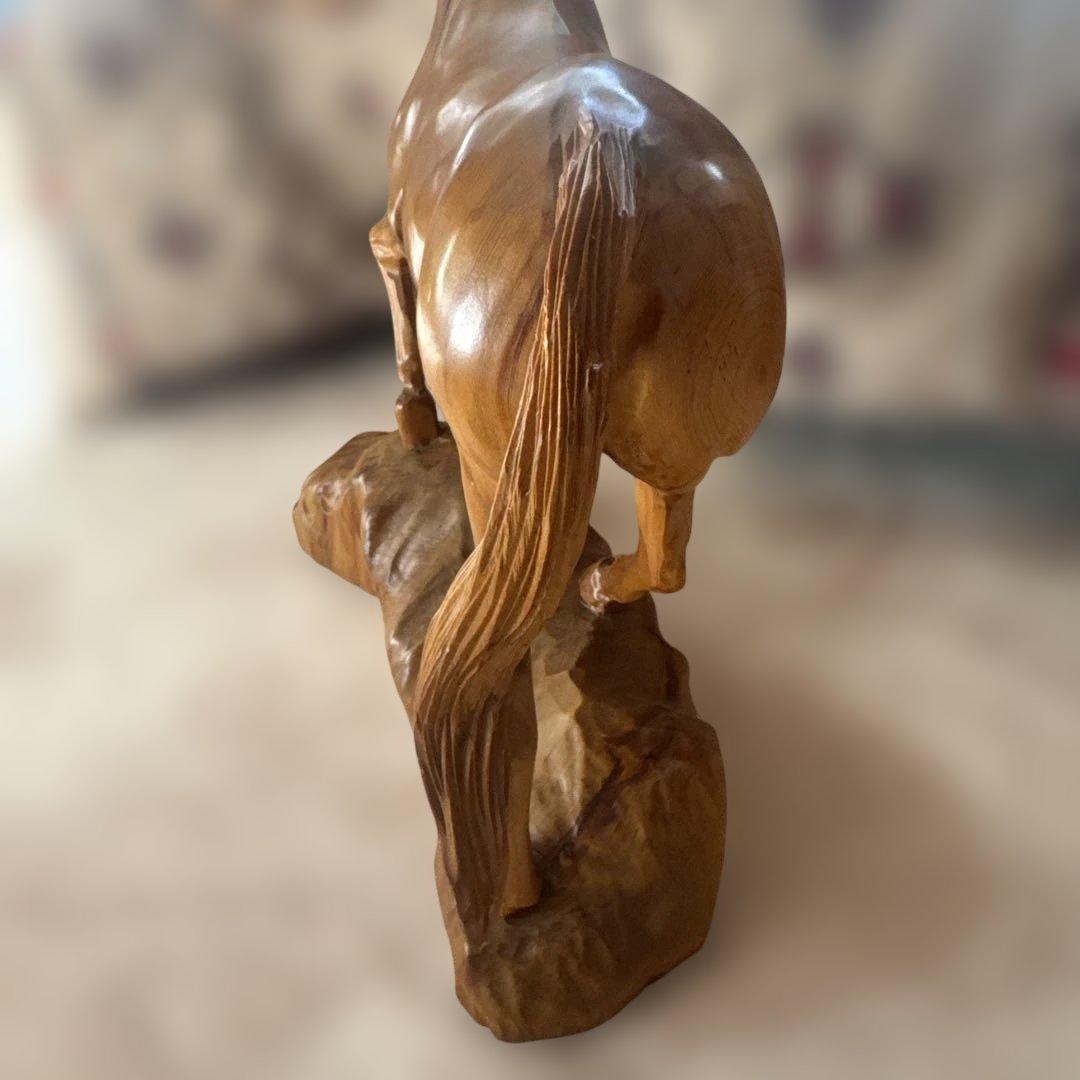 レトロ 木製 馬 ウッド オブジェ ホース 木彫り