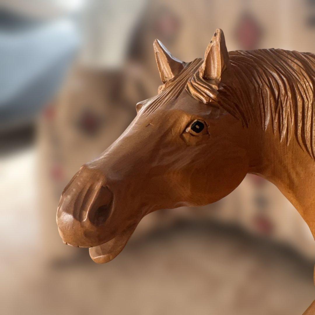 レトロ 木製 馬 ウッド オブジェ ホース 木彫り