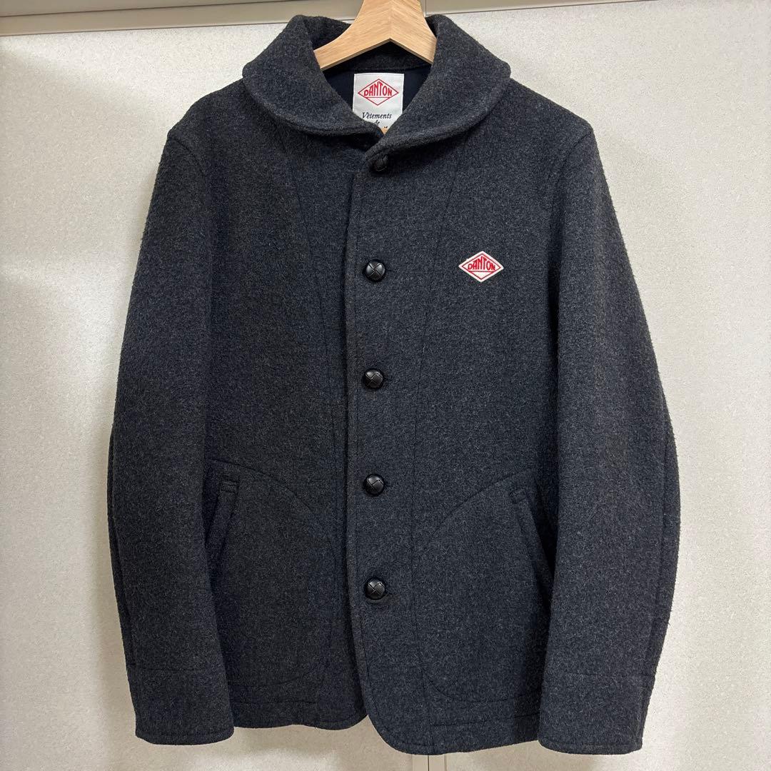 DANTON ダークグレー ウールピーコート