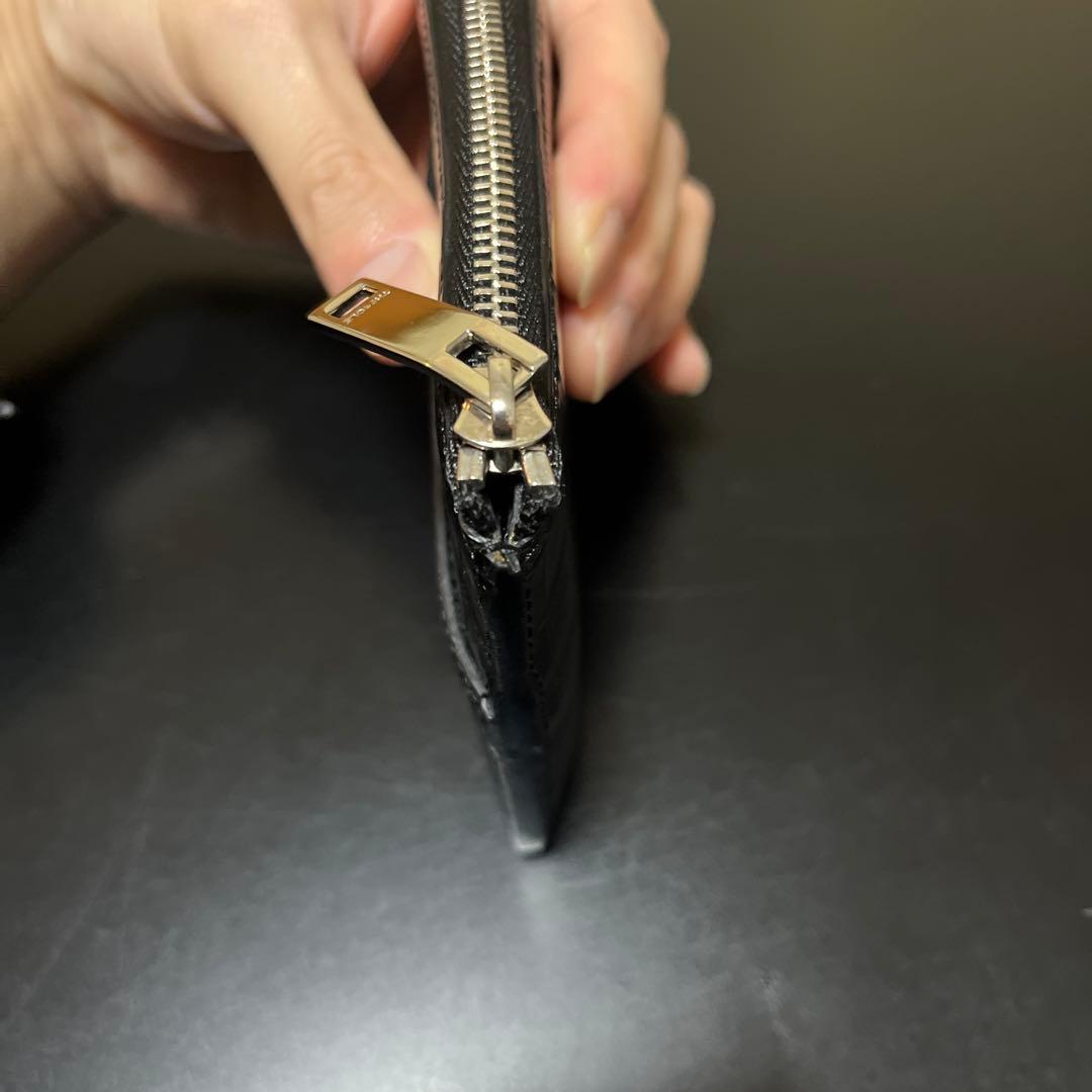 THE SOLE クロコダイル L字ジップウォレット ブラック 肚