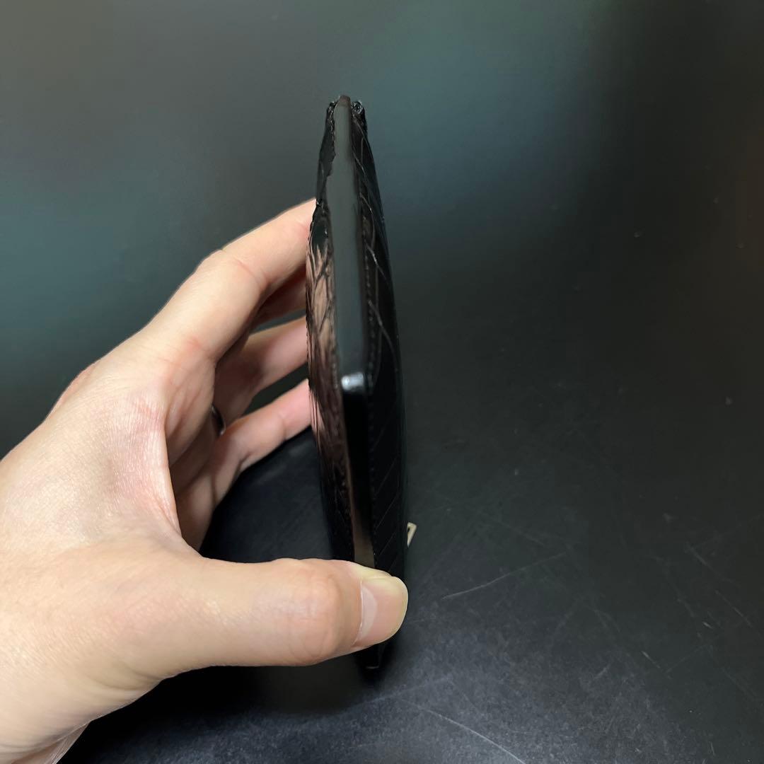 THE SOLE クロコダイル L字ジップウォレット ブラック 肚