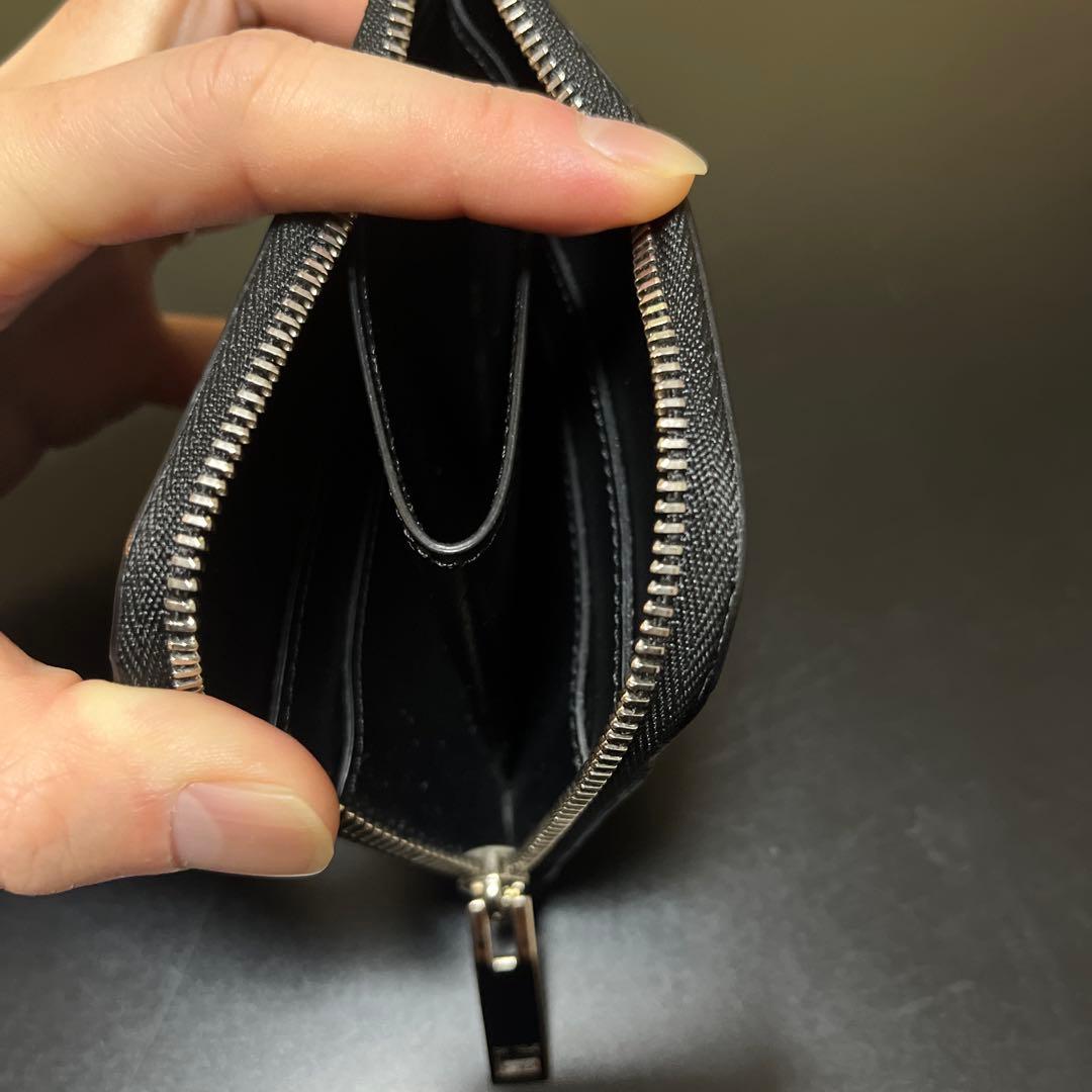 THE SOLE クロコダイル L字ジップウォレット ブラック 肚