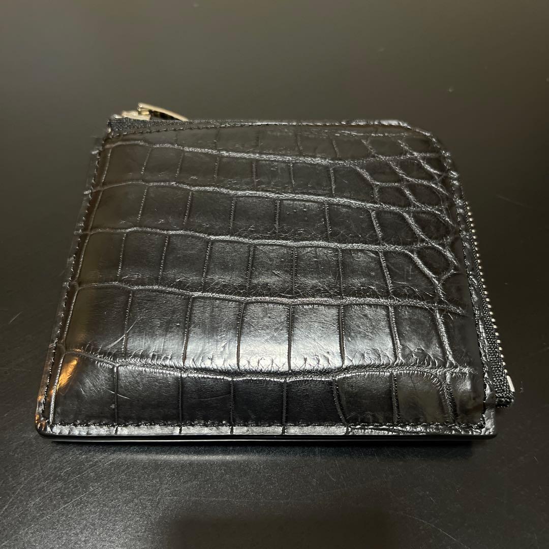 THE SOLE クロコダイル L字ジップウォレット ブラック 肚