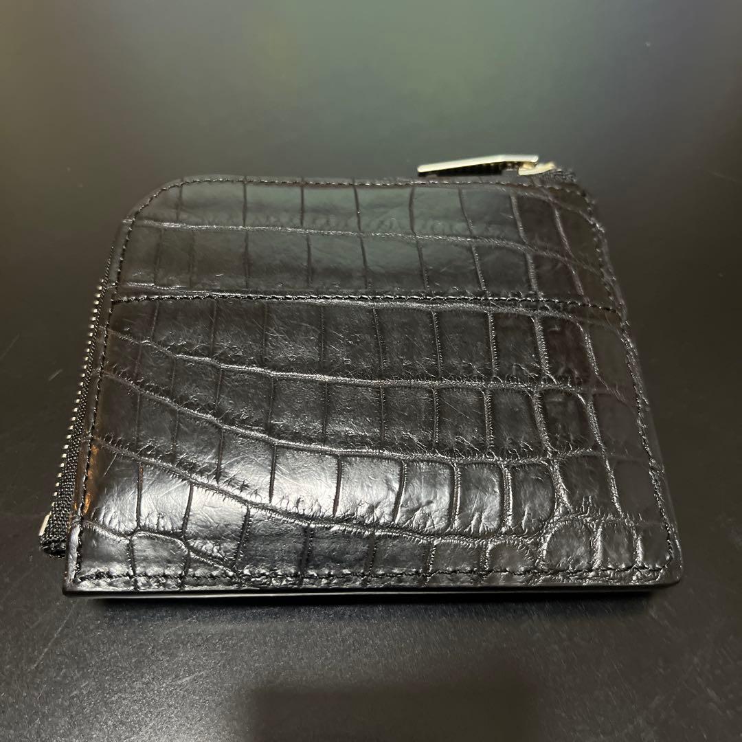THE SOLE クロコダイル L字ジップウォレット ブラック 肚