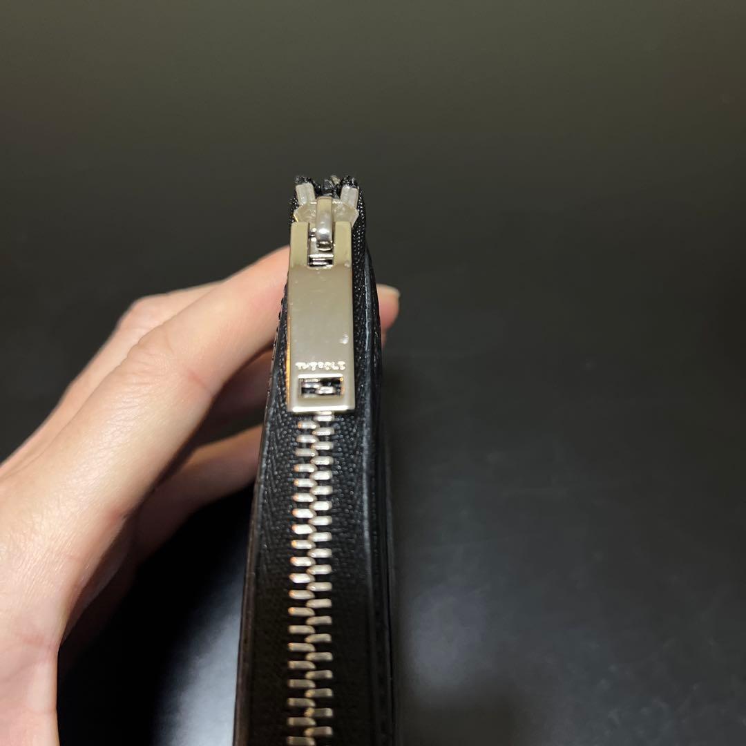 THE SOLE クロコダイル L字ジップウォレット ブラック 肚