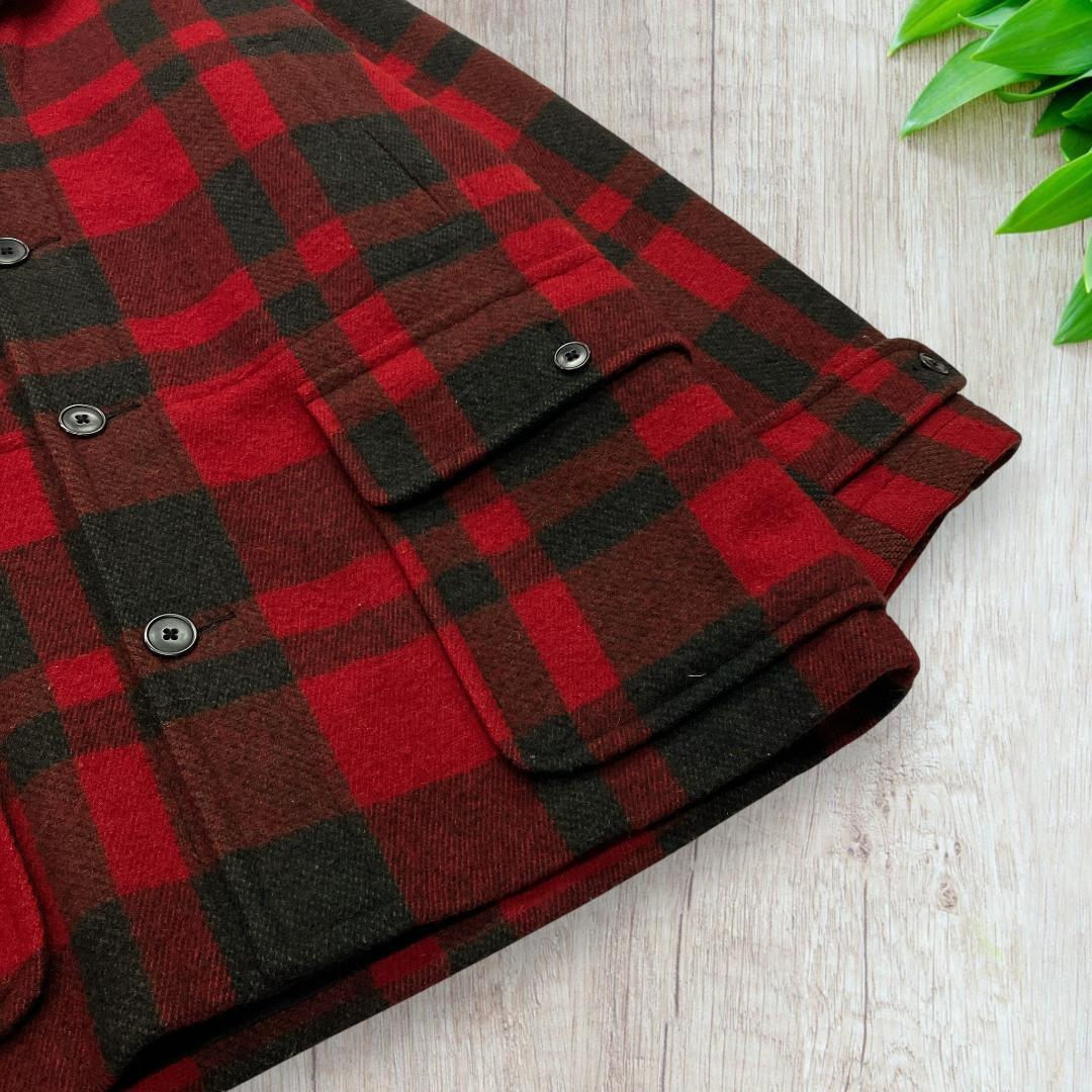 美品 ポロバイラルフローレン ウール ハンティングジャケット 赤黒 M 48