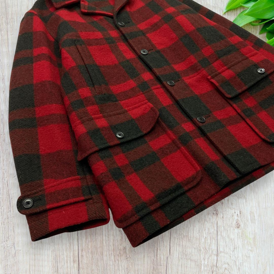 美品 ポロバイラルフローレン ウール ハンティングジャケット 赤黒 M 48