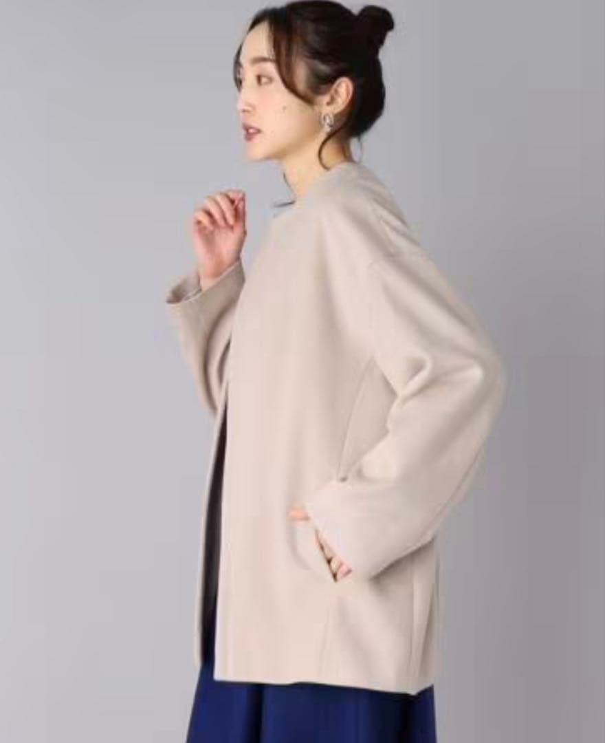 いさく様UNTITLED 【STORY掲載】カシミヤ混ノーカラー コクーンコート